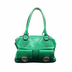 Marc Jacobs Collection Kelly Green Leather Satchel Made in Italy Double Pocket